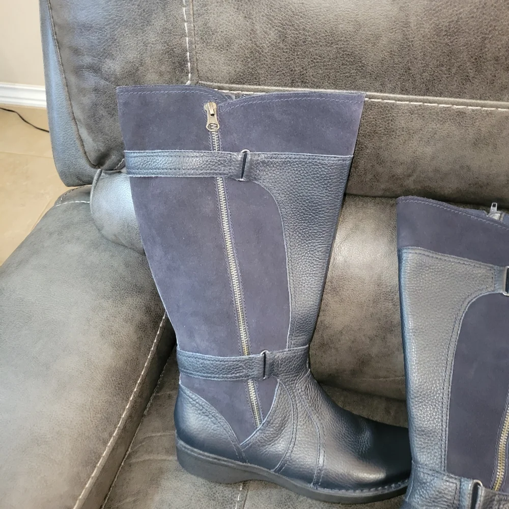 Clarks Whistle Whey wide leg boots dark Navy blue size 9.5 - Picture 4 of 9